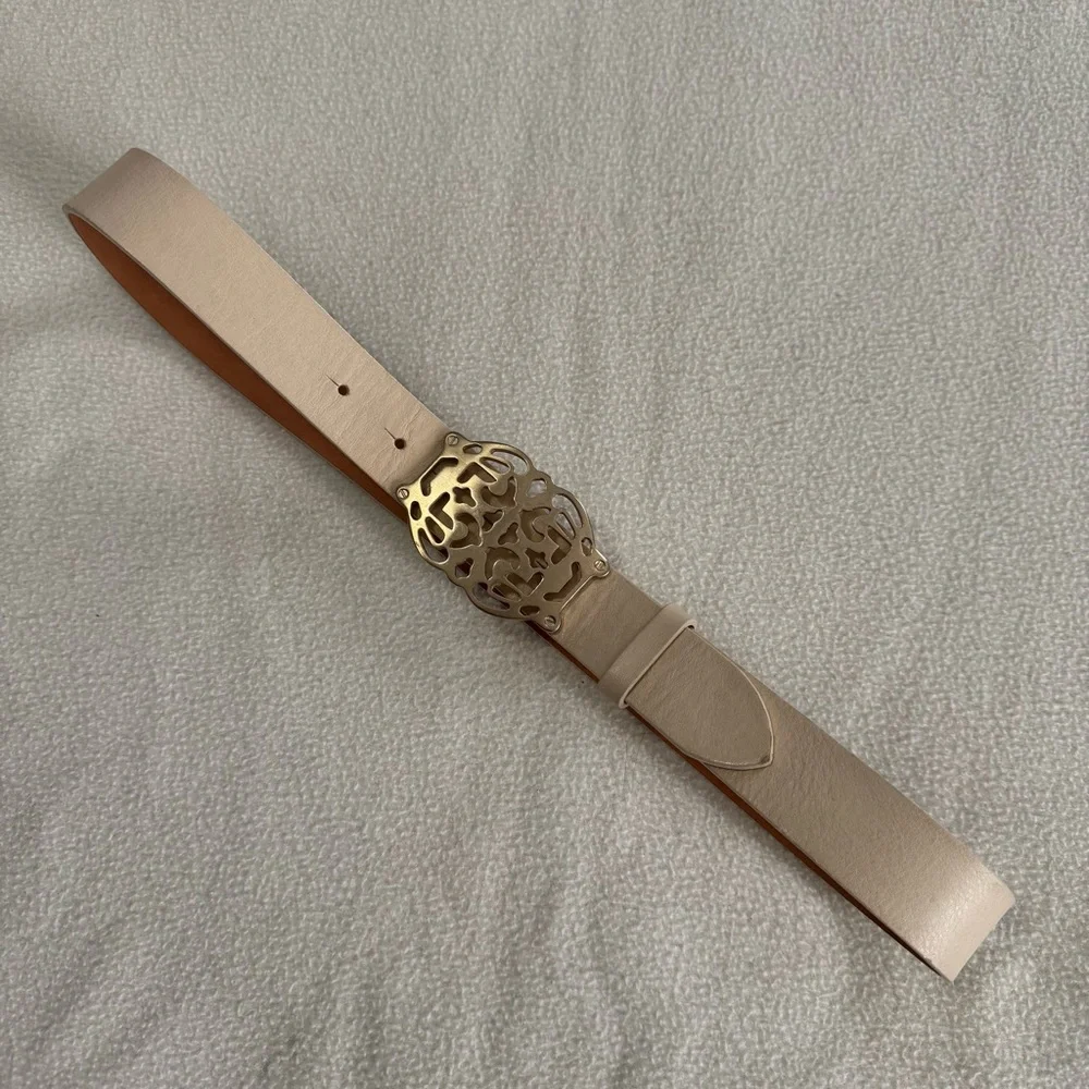 Cole Haan Cream Off White Leather Belt Women Size Small